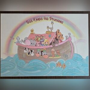 Large Precious Moments Noahs Ark Wall Art/ Plaque - Nursery Decor Collectible